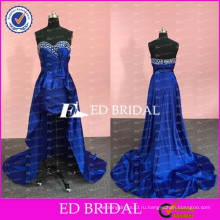 ЭД Новая Свадебная Коллекция Королевский синий бисером милая короткие передний долго назад выпускного платья 2017